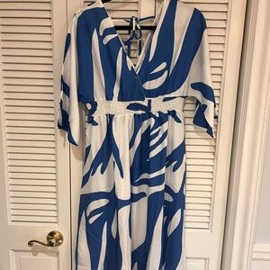 Blue and White Women's Maxi Dress